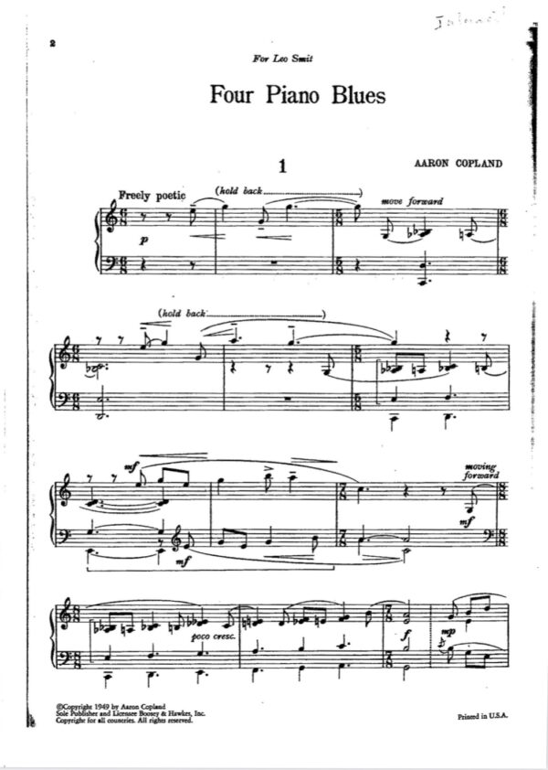 Four piano Blues (Aaron Copland)